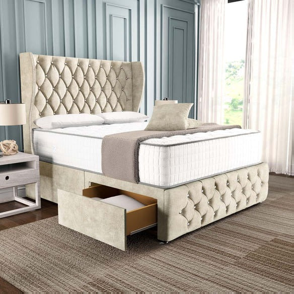 Monaco Wingback Divan Bed - Almond Coniston