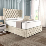 Monaco Wingback Divan Bed - Almond Coniston