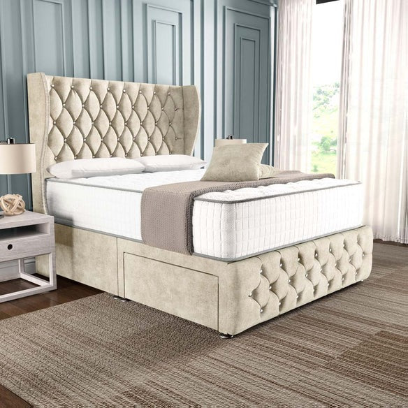 Monaco Wingback Divan Bed - Almond Coniston