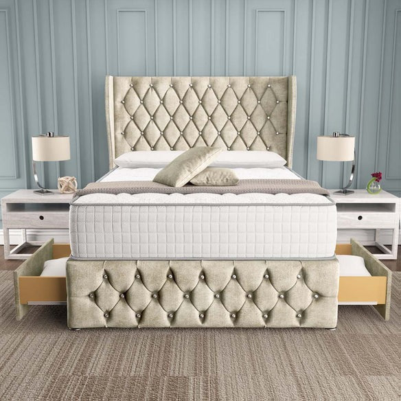 Monaco Wingback Divan Bed - Almond Coniston