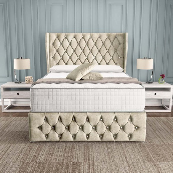 Monaco Wingback Divan Bed - Almond Coniston