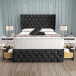 Monaco Wingback Divan Bed - Black Chenille