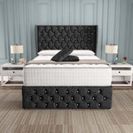 Monaco Wingback Divan Bed - Black Chenille