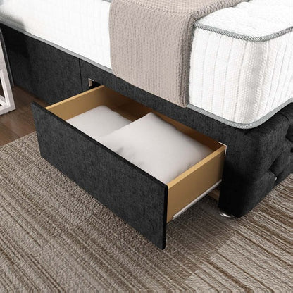 Monaco Wingback Divan Bed - Black Chenille
