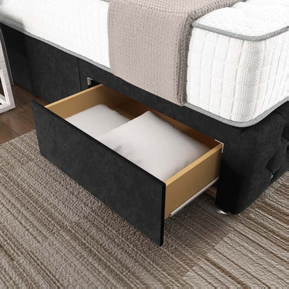 Monaco Wingback Divan Bed - Black Naples