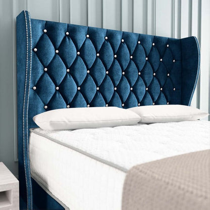 Monaco Wingback Divan Bed - Blue Coniston