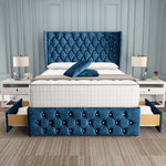 Monaco Wingback Divan Bed - Blue Coniston