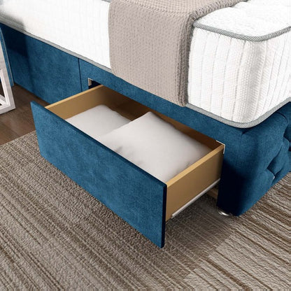 Monaco Wingback Divan Bed - Blue Coniston