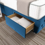 Monaco Wingback Divan Bed - Blue Plush Velvet