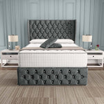 Monaco Wingback Divan Bed - Charcoal Chenille