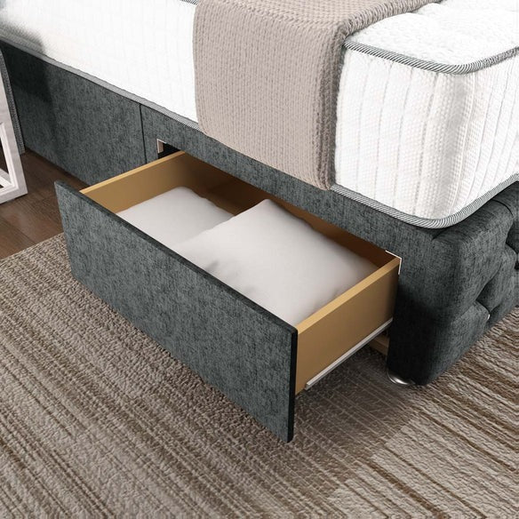 Monaco Wingback Divan Bed - Charcoal Chenille