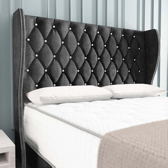 Monaco Wingback Divan Bed - Charcoal Coniston