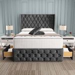 Monaco Wingback Divan Bed - Charcoal Coniston