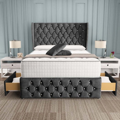 Monaco Wingback Divan Bed - Charcoal Coniston