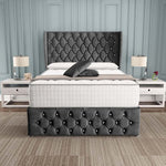 Monaco Wingback Divan Bed - Charcoal Coniston