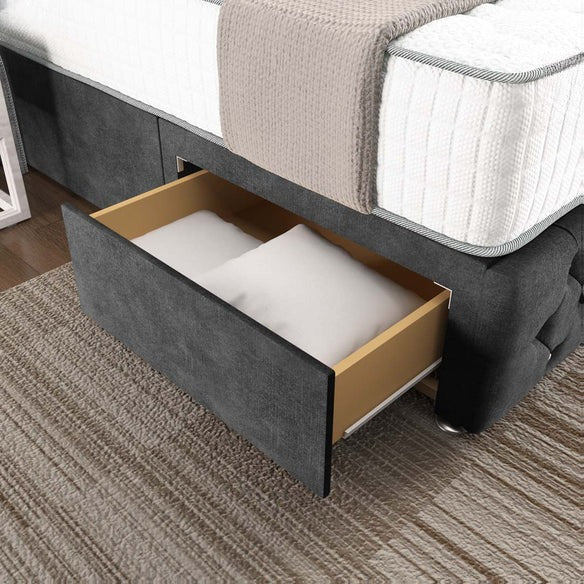Monaco Wingback Divan Bed - Charcoal Coniston