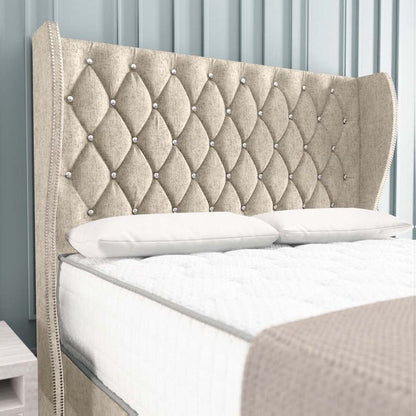 Monaco Wingback Divan Bed - Cream Chenille