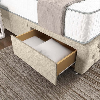 Monaco Wingback Divan Bed - Cream Chenille