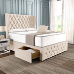 Monaco Wingback Divan Bed - Cream Naples