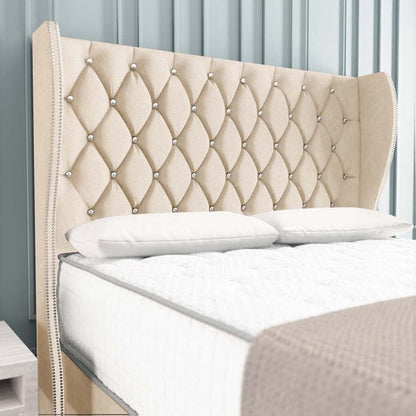 Monaco Wingback Divan Bed - Cream Naples