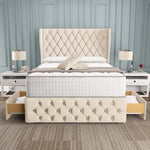 Monaco Wingback Divan Bed - Cream Naples