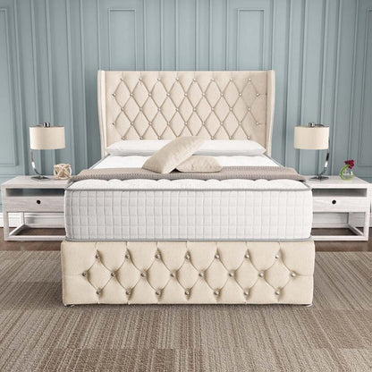 Monaco Wingback Divan Bed - Cream Naples