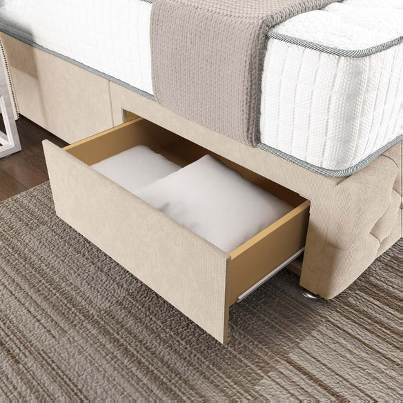 Monaco Wingback Divan Bed - Cream Naples
