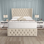 Monaco Wingback Divan Bed - Cream Plush Velvet