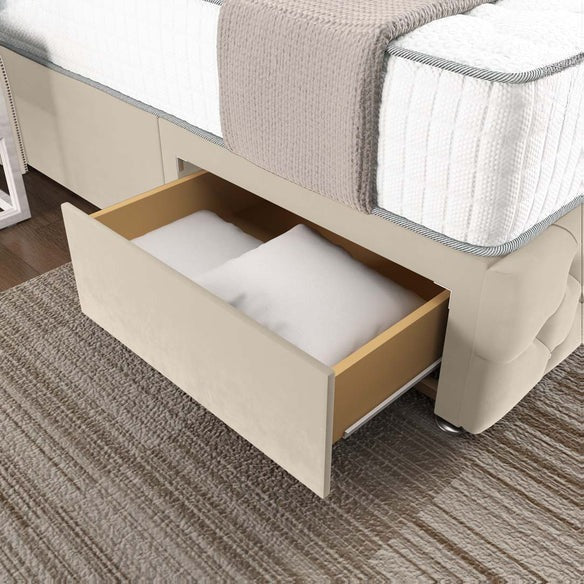 Monaco Wingback Divan Bed - Cream Plush Velvet