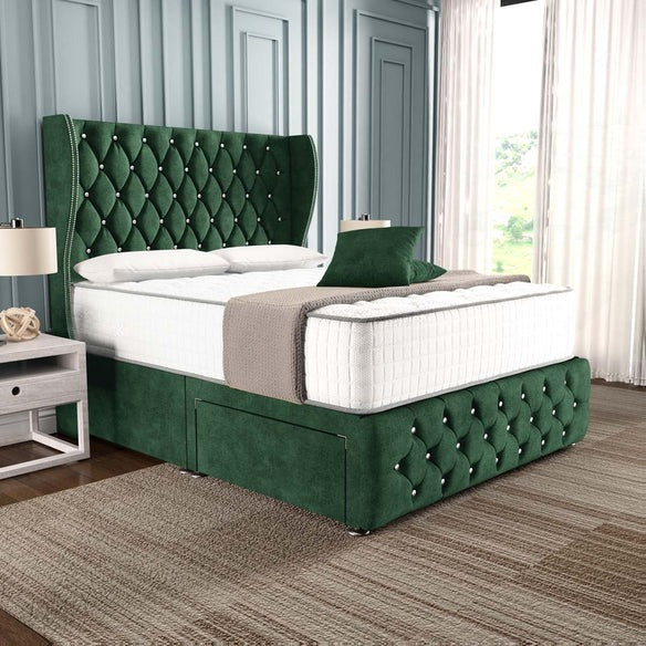 Monaco Wingback Divan Bed - Emerald Coniston