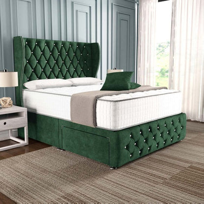 Monaco Wingback Divan Bed - Emerald Coniston
