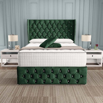 Monaco Wingback Divan Bed - Emerald Coniston