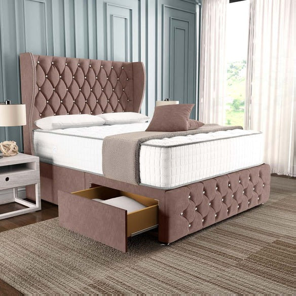 Monaco Wingback Divan Bed - Mauve Naples