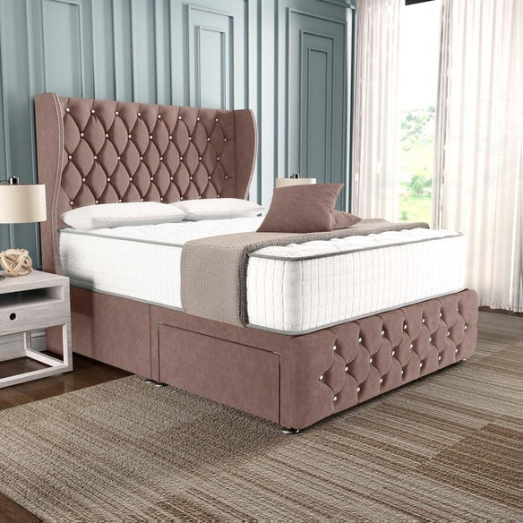 Monaco Wingback Divan Bed - Mauve Naples