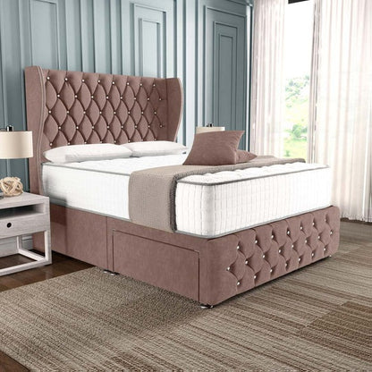 Monaco Wingback Divan Bed - Mauve Naples
