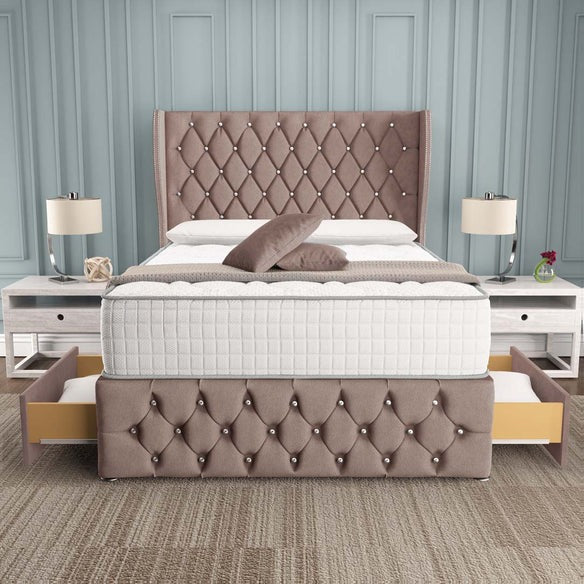 Monaco Wingback Divan Bed - Mauve Naples
