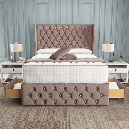 Monaco Wingback Divan Bed - Mauve Naples