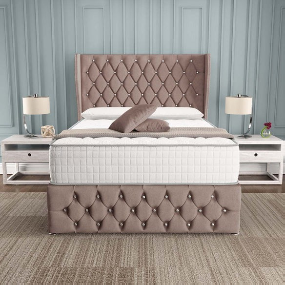 Monaco Wingback Divan Bed - Mauve Naples