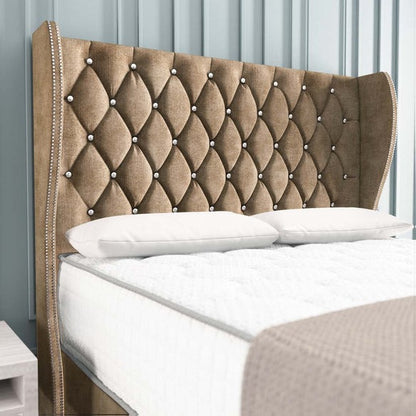 Monaco Wingback Divan Bed - Mink Coniston
