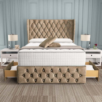 Monaco Wingback Divan Bed - Mink Coniston