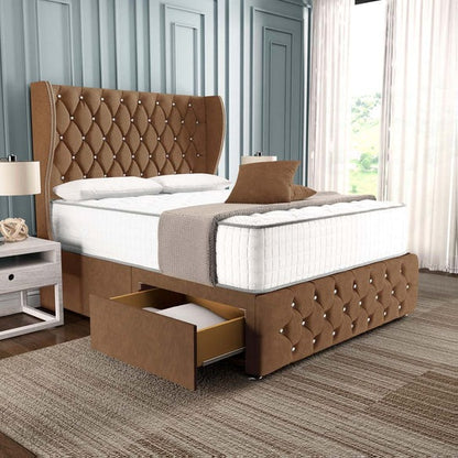Monaco Wingback Divan Bed - Mink Naples