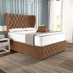 Monaco Wingback Divan Bed - Mink Naples