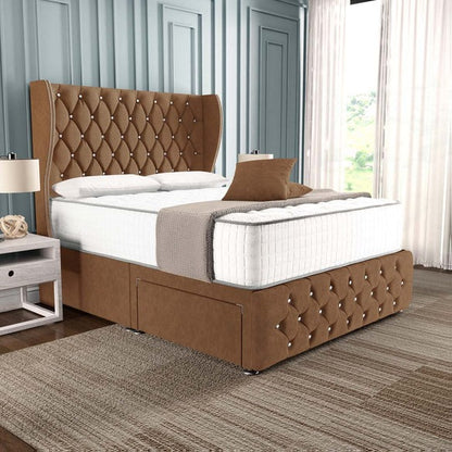 Monaco Wingback Divan Bed - Mink Naples
