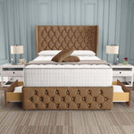 Monaco Wingback Divan Bed - Mink Naples