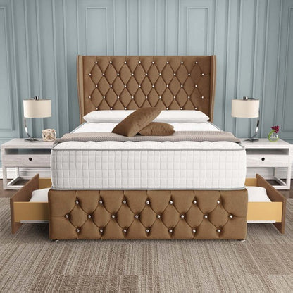 Monaco Wingback Divan Bed - Mink Naples