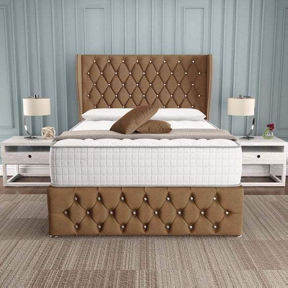 Monaco Wingback Divan Bed - Mink Naples