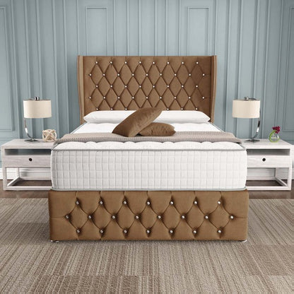 Monaco Wingback Divan Bed - Mink Naples
