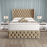 Monaco Wingback Divan Bed - Mink Plush Velvet