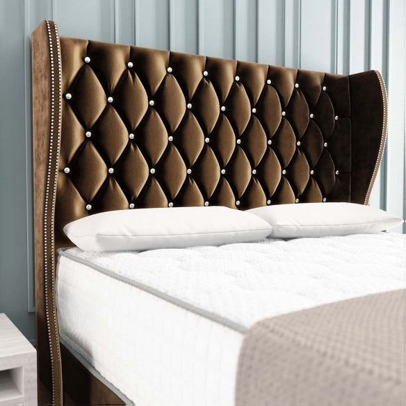 Monaco Wingback Divan Bed - Mocca Plush Velvet