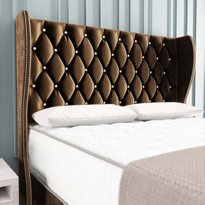 Monaco Wingback Divan Bed - Mocca Plush Velvet